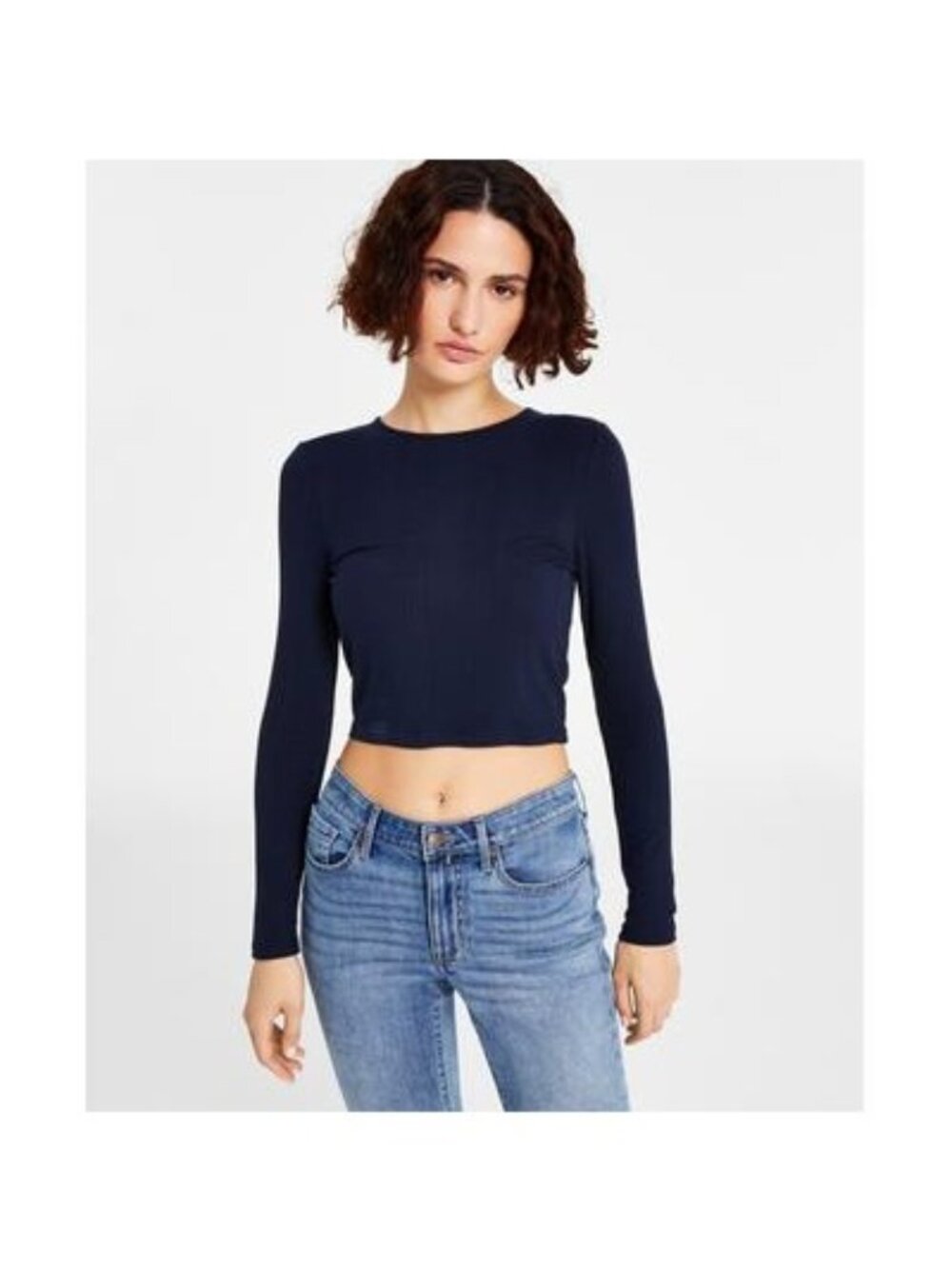 Tommy Jeans Womens Streetwear Cut-Out Cropped Pullover Top Blue Size XL NWT